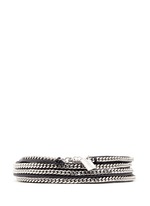 Figure View -Click To Enlarge 'Capri 5 Wrap' silver chain leather bracelet