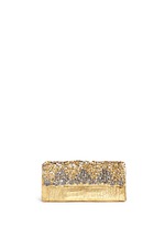 Main View -Click To Enlarge 'Gotham' flower appliqué metallic crocodile leather clutch