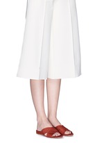Figure View -Click To Enlarge Cross vamp suede flat sandals