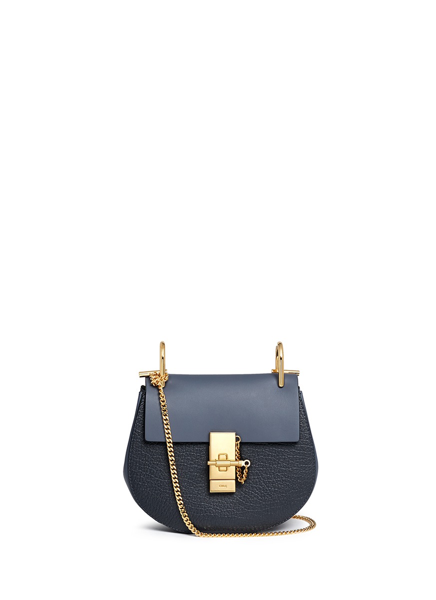 CHLO \u0026#39;Drew\u0026#39; Small Colourblock Leather Shoulder Bag