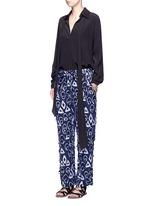 Figure View -Click To Enlarge Geometric frayed jacquard dropped crotch pants