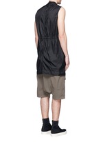 Back View -Click To Enlarge 'Spliced' ruffle hem crinkle nylon sleeveless top