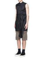 Figure View -Click To Enlarge 'Spliced' ruffle hem crinkle nylon sleeveless top