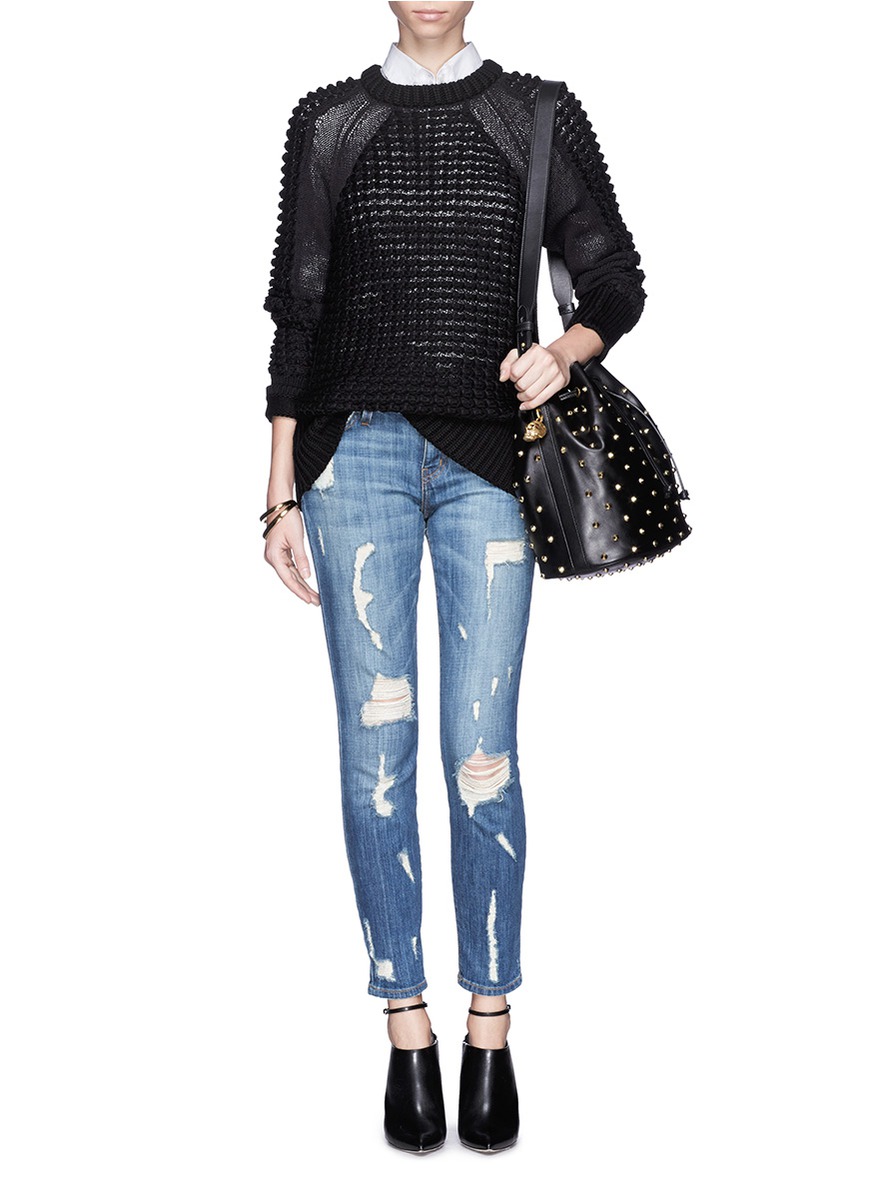 Padlock Secchiello stud leather bucket bag