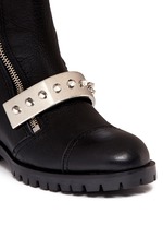 Detail View -Click To Enlarge Studded plate leather biker boots