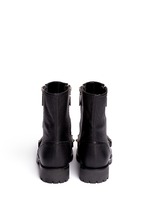 Back View -Click To Enlarge Studded plate leather biker boots