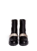 Figure View -Click To Enlarge Studded plate leather biker boots