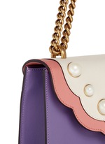 Click To Enlarge 'Peony' floral faux pearl stud leather chain bag