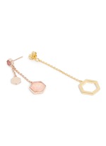Click To Enlarge 'Hexagon Dangling' rhodonite stud rose quartz drop earrings