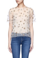 Main View -Click To Enlarge Embellished metallic star tulle top