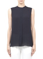 Vince&nbsp;Pleated-back silk-chiffon sleeveless blouse