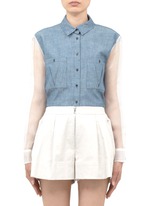Elizabeth and James&nbsp;Sheer-back denim shirt