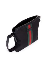 Detail View -Click To Enlarge Stripe trim crossbody messenger bag