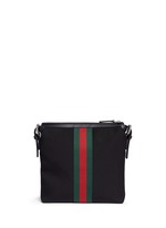 Back View -Click To Enlarge Stripe trim crossbody messenger bag
