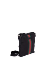 Figure View -Click To Enlarge Stripe trim crossbody messenger bag