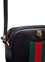 Detail View -Click To Enlarge 'Animalier' tiger head web leather crossbody bag