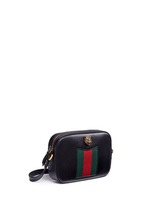 Front View -Click To Enlarge 'Animalier' tiger head web leather crossbody bag
