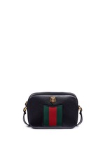 Main View -Click To Enlarge 'Animalier' tiger head web leather crossbody bag