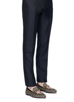 Figure View -Click To Enlarge Floral bee embroidery houndstooth moccasins