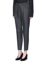Front View -Click To Enlarge 'Palmira' metallic jacquard elastic waist pants