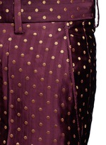 Detail View -Click To Enlarge Polka dot stripe jacquard cropped satin pants