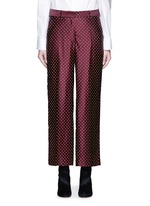 Main View -Click To Enlarge Polka dot stripe jacquard cropped satin pants