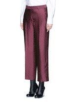 Figure View -Click To Enlarge Polka dot stripe jacquard cropped satin pants