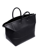 Detail View -Click To Enlarge Foldable leather carry-on satchel