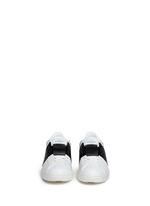 Front View -Click To Enlarge Colourblock leather stud sneakers