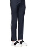Figure View -Click To Enlarge Colourblock leather stud sneakers