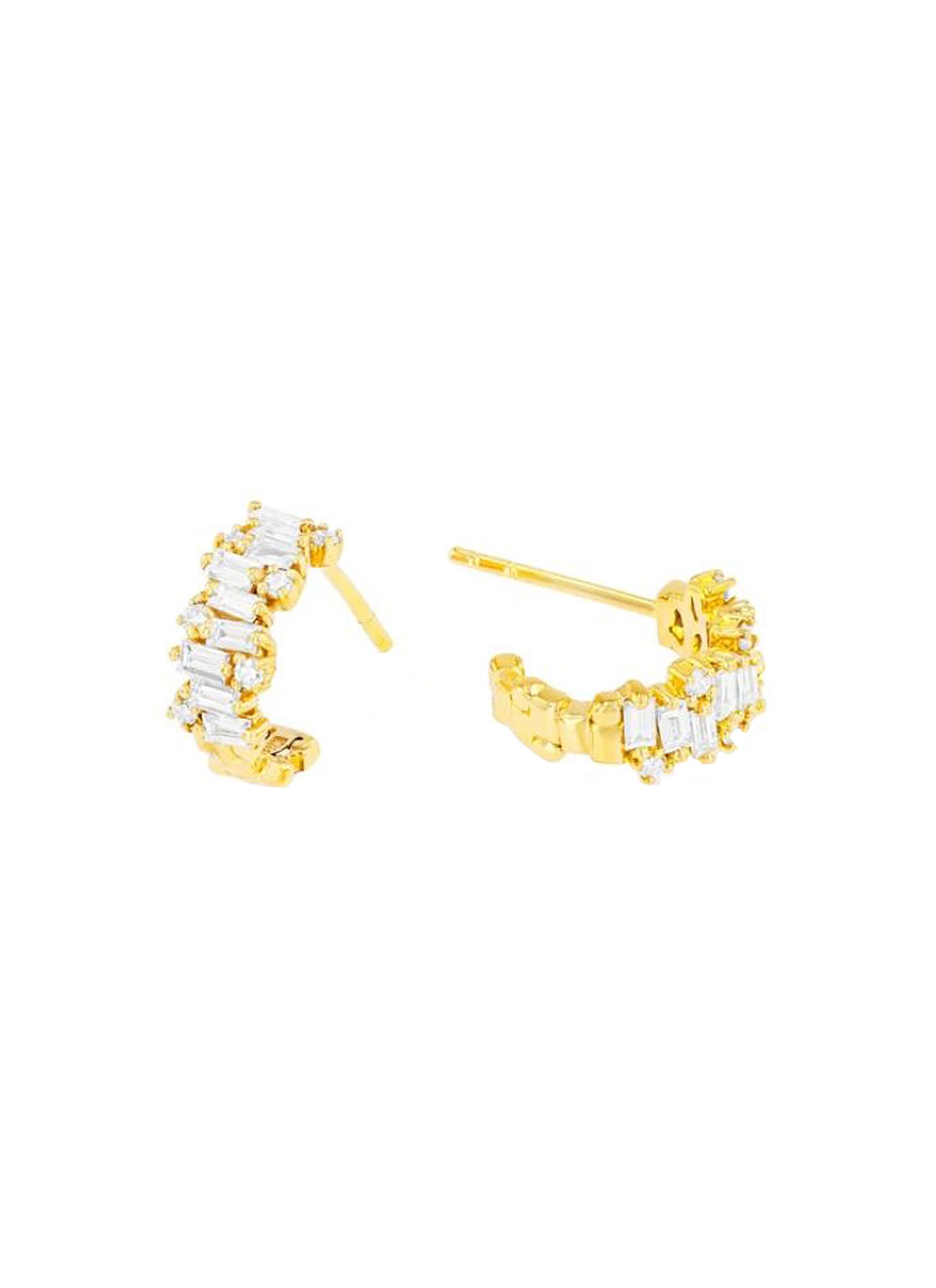 ’Fireworks’ diamond 18k yellow gold mini hoop earrings