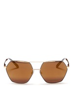 Main View -Click To Enlarge Metal temple hexagon aviator sunglasses