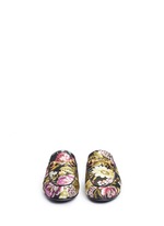Front View -Click To Enlarge 'Princetown' horsebit vamp floral jacquard slide loafers