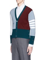 Front View -Click To Enlarge Colourblock stripe cashmere cropped cardigan