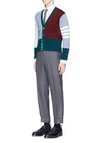 Figure View -Click To Enlarge Colourblock stripe cashmere cropped cardigan