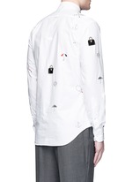 Back View -Click To Enlarge Travel icon embroidery hopsack shirt