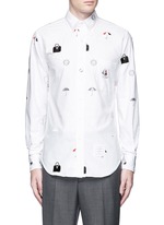 Main View -Click To Enlarge Travel icon embroidery hopsack shirt