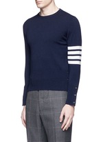Front View -Click To Enlarge Stripe sleeve cashmere sweater