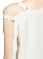 Detail View -Click To Enlarge Asymmetric strap one shoulder crepe top