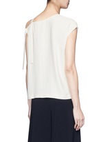 Back View -Click To Enlarge Asymmetric strap one shoulder crepe top