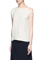 Front View -Click To Enlarge Asymmetric strap one shoulder crepe top
