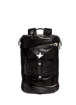 Main View -Click To Enlarge Star print leather duffle backpack