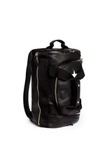 Figure View -Click To Enlarge Star print leather duffle backpack