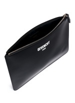 Detail View -Click To Enlarge Logo print leather zip pouch