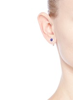 Figure View -Click To Enlarge 'Gravitation' diamond pavé 18k gold lapis earrings