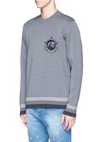Front View -Click To Enlarge Monkey patch bonded wool sweater