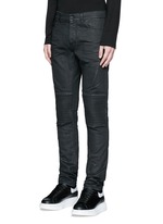 Front View -Click To Enlarge Slim fit overdye biker jeans