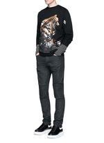 Figure View -Click To Enlarge Slim fit overdye biker jeans