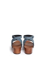 Back View -Click To Enlarge Stud denim wooden clog sandals