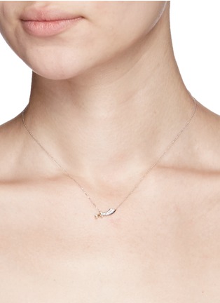Click To Zoom Bao Bao Wan - Sword pendant diamond pavé 18k gold necklace